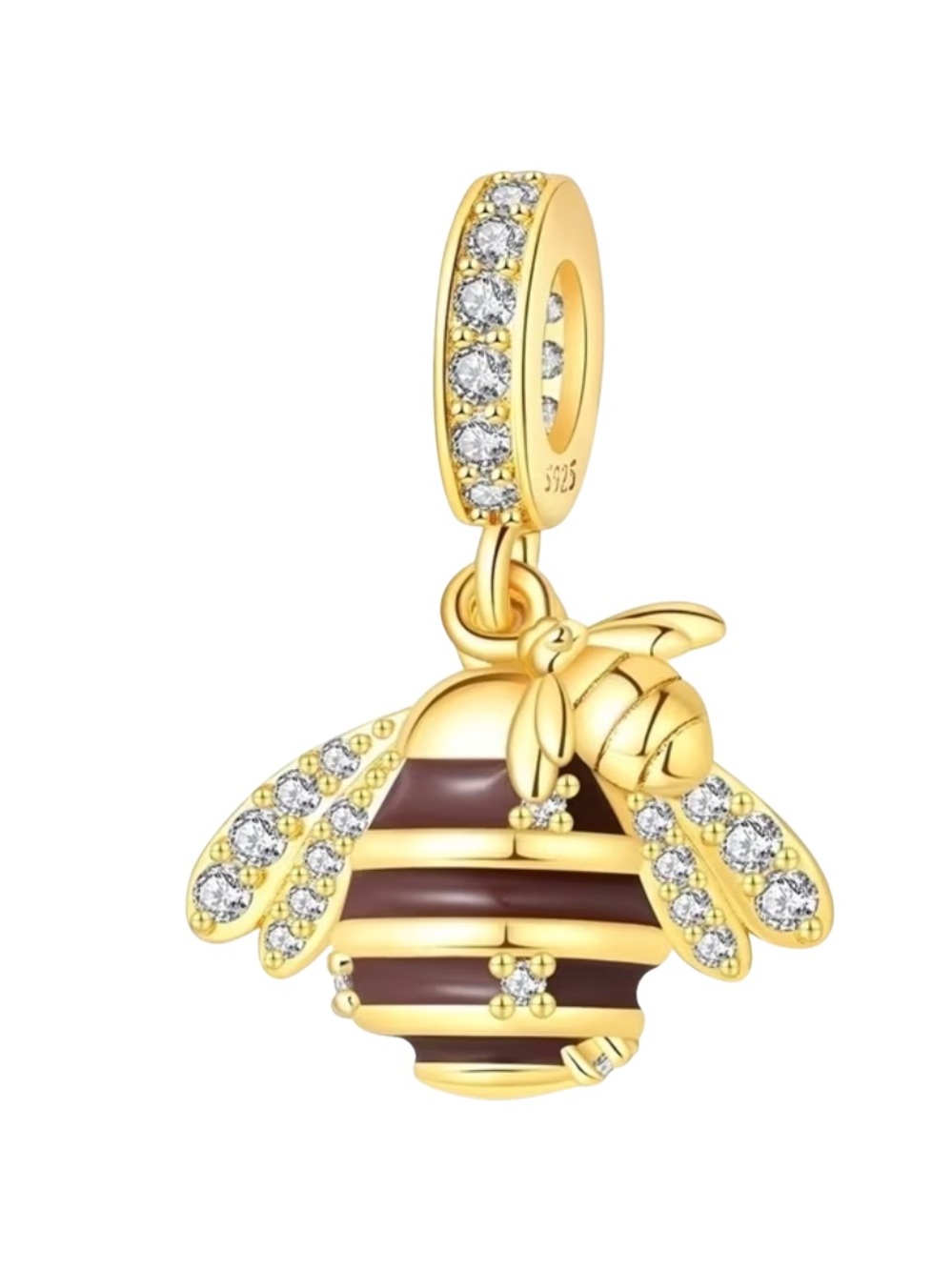 Sterling Silver Gold Plated Honey Bee Beehive Dangle Charm